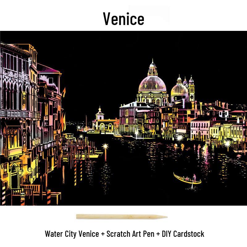 City Night View Scratch Art – DIY Kreatives Handgemachtes Malen Geschenk für Beste Freundin