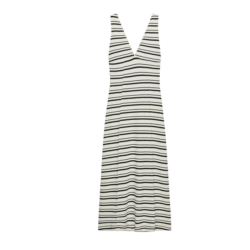 Summer New Product Women's Clothes French Style Vacation Style V Neck Sleeveless A- Line Hem Midi Skirt Dress 5584222