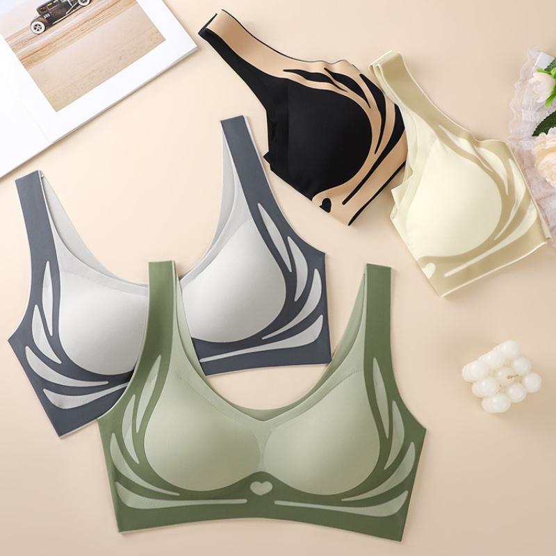2 PCS Women's Seamless Gathering No Steel Ring Underwear Bra Skin-friendly Breathable Bra