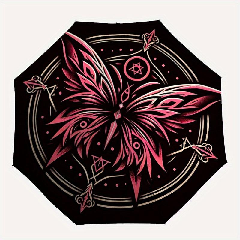 

1pc Butterfly MandalaAutomatic Folding Umbrella, Portable & Foldable Design with 8 Ribs, Casual Outdoor Accessory yy250804198