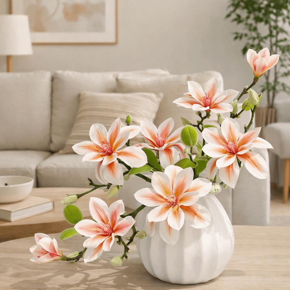 Handmade Artificial Magnolia Flower Realistic Fake Silk Flower Simulation Orchid  Landscape Design
