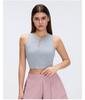 Women's Sleeveless Sports Crop Top with Chest Pads - Hollow Round Neck, Ideal for Yoga & Fitness