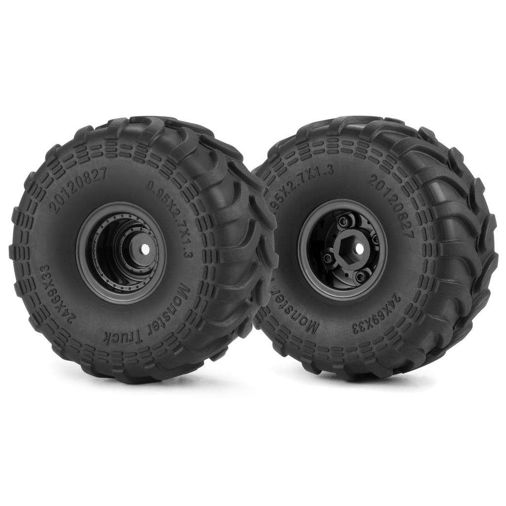 TRZX 4pcs Rubber RC Car Tires & Wheel Rims for 1/24 Scale Axial SCX24 RC Crawler Car Accessories
