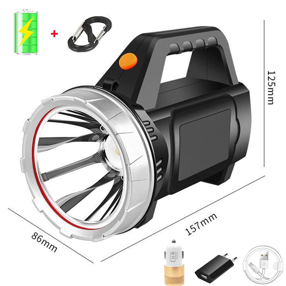 Powerful Handheld LED Searchlight Flashlight USB Rechargeable Work Light Portable Camping Light Torch with Shoulder Strap