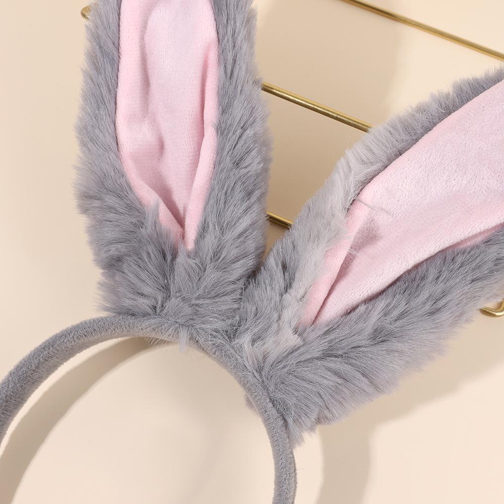 Cosplay Rabbit Eat Headband Kawaii Fuzzy Bunny Ears Hair Band Hoop For Girl Children Sweet Party Headwear Tiara Hair Accessories