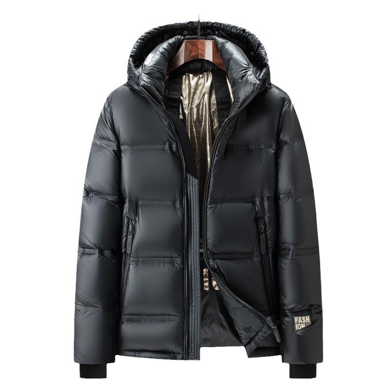 Mens Winter Down Jacket 90% White Duck Removable Hood Lightweight Warm Casual Parka Cold Weather