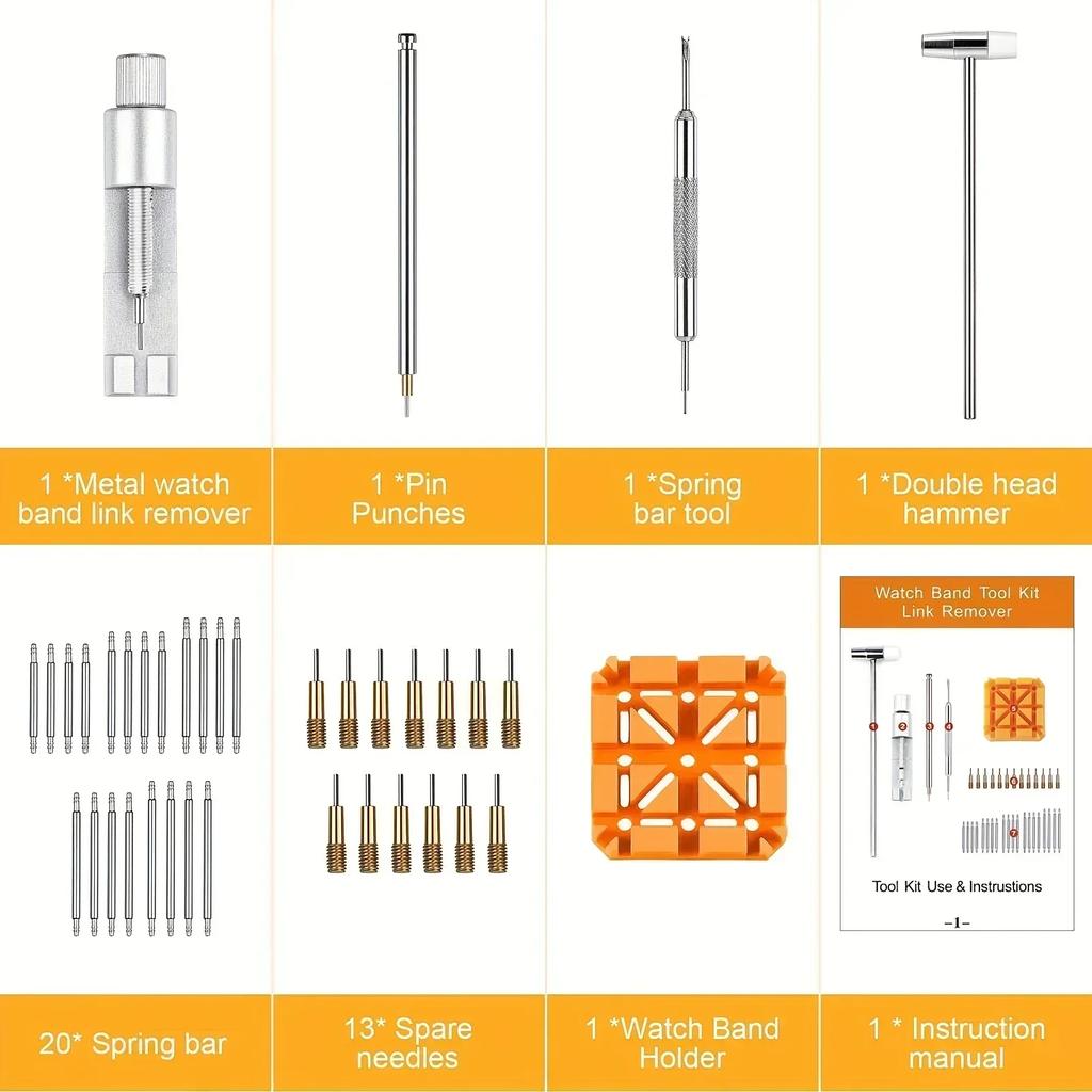 1 Set Watch Repair Tool Watch Link Band Slit Strap Bracelet Chain Pin Remover Adjuster Tool Kit for Professional Watchmak Tools