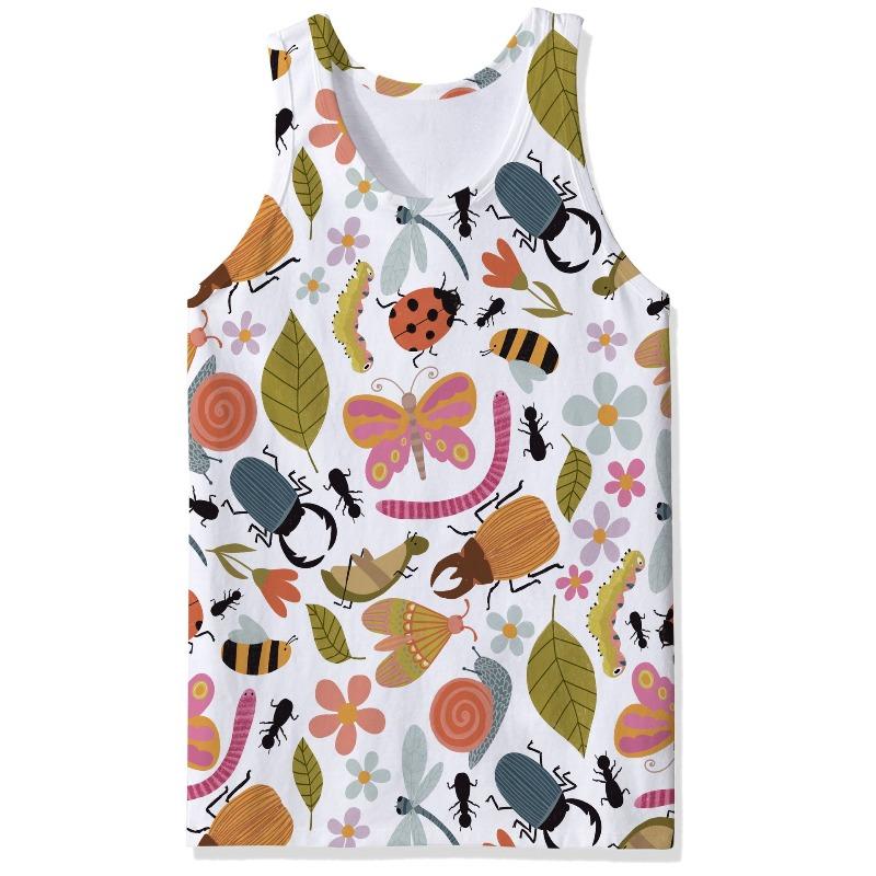

Men s O-Neck Colorful Cute Insect Pattern Print Tank Tops 3D Printed Vest Loose Sports Fitness Sleeveless Shirt XXXXL