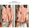 Women's 100% Wool Half-High Collar Crochet Cardigan - New Year Knit Cashmere Sweater
