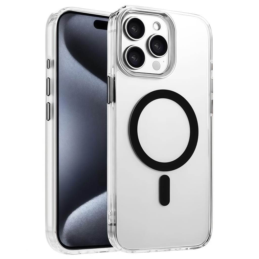 For iPhone 15 Pro Max Case Compatible with MagSafe Clear PC+TPU Sealed Magnetic Phone Cover