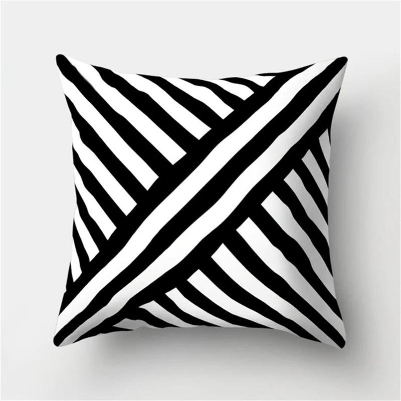 Black and White Geometric Simple High-end Space Pillowcase Patchwork Cushion Cover Striped Letter Pillowcase Home Decoration