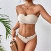 2025 New Solid-color Bikini Swimsuit Is A European and American Sexy Lace-up Two-piece Bikini
