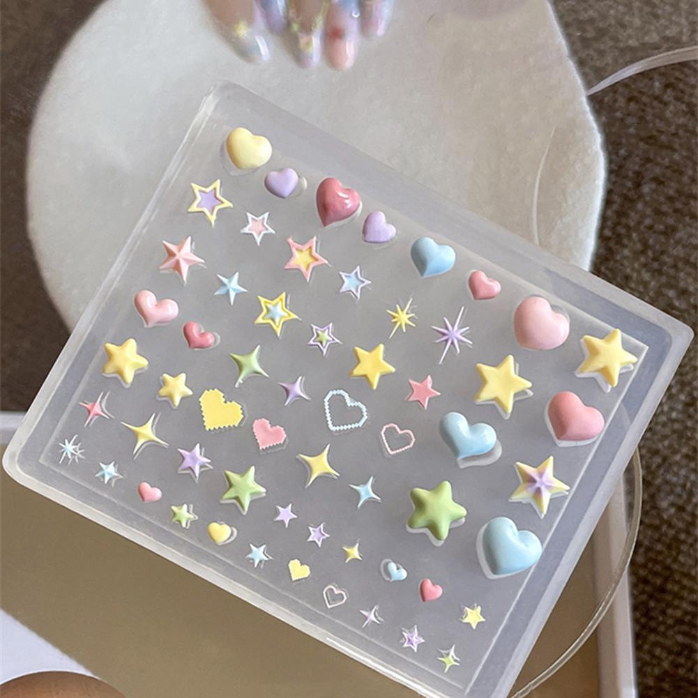 Novel 3D Silicone Mold Heart Star Pentagram Nail Artistry, DIY Transparent Manicure Template for Decorative Nail Trinkets