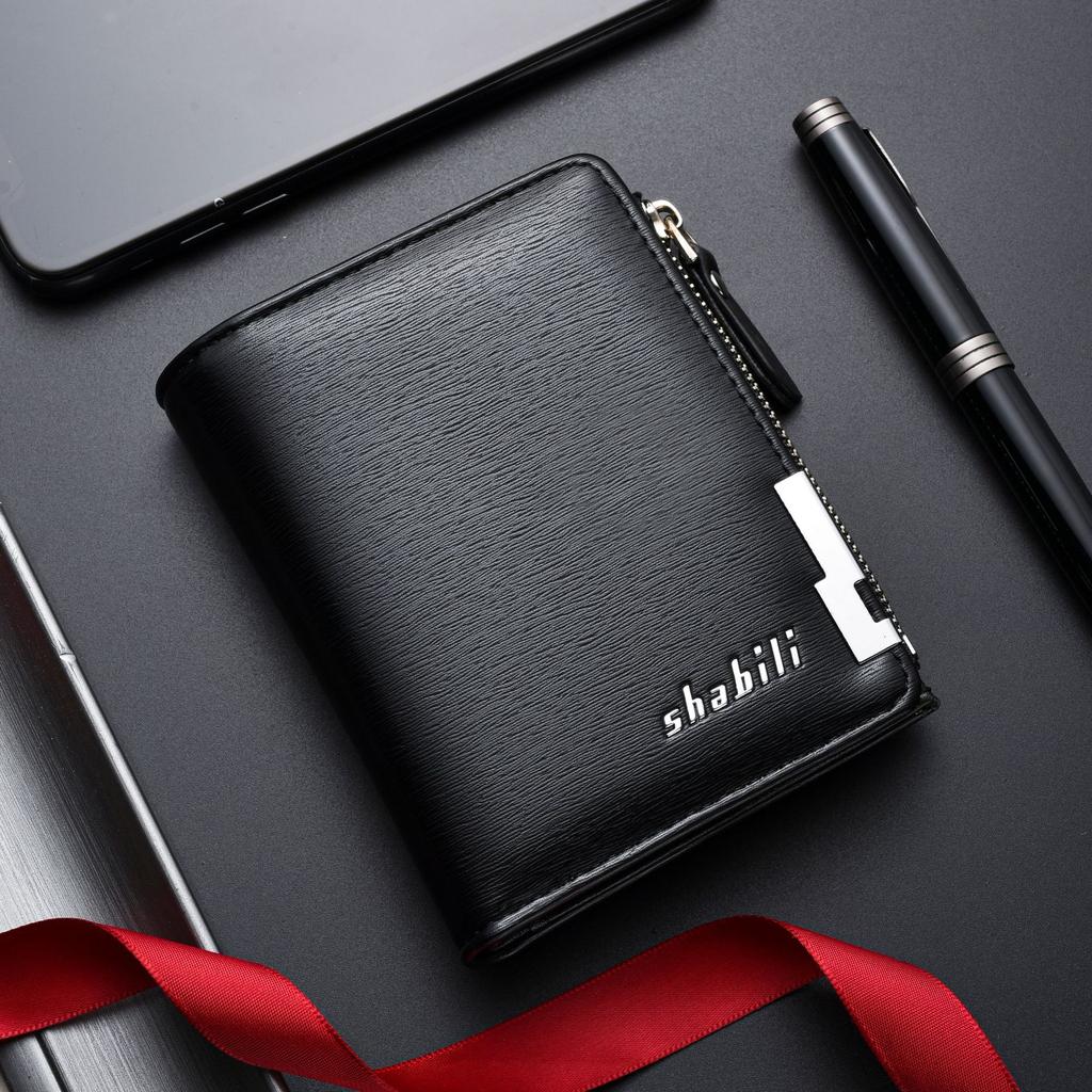 Schoolbag1011 New Men's Short Wallet Men's Retro Zipper Large Capacity Card Bag Multifunctional Simple Fashion Wallet