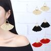 Fan-shaped Tassel Hollow Pendant Earrings