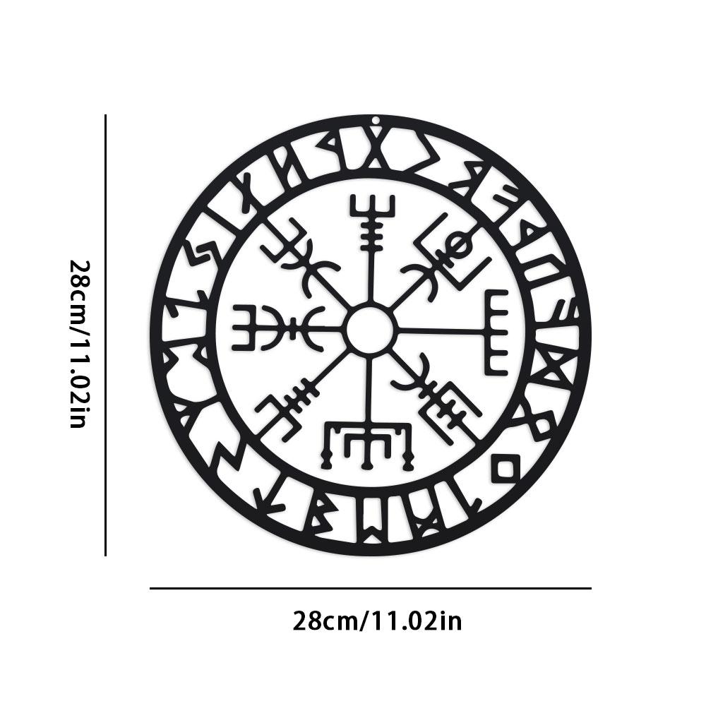 Metal Viking Wall Decor,Nordic Wall Art for Bedroom Living Room Home,Black Distressed Metal Compass Artwork