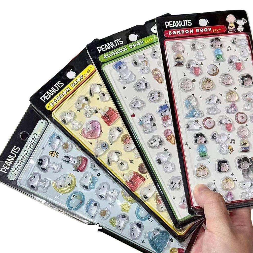 Snoopy 3D Crystal Embossed Stickers for Mobile Phones - Fun Decorative Bubble Stickers for Women