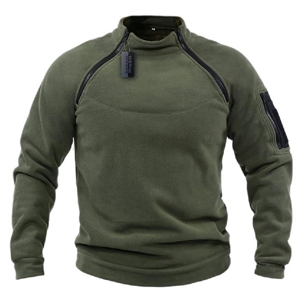 Mens Hoodies Polar Fleece Jackets Outdoor Windproof Warm Side Zippers Pullover Coat Thermal Hiking Sweater Top