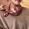 Silk Wool Square Scarf Scarf Shawl Classical Art Red Versatile Silk Wool Scarf Women's Spring and Autumn Warm Silk Scarf