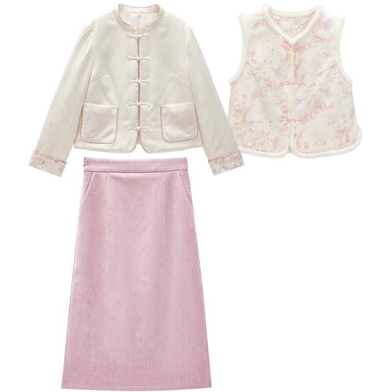 IEF Women's Petite Chinese Style Commuter Two-Piece Dress Set