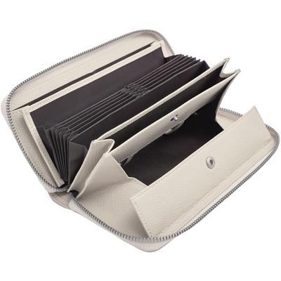 HIGH FIVE Large Capacity Bellows Long Genuine Garcon Automatic Receipt and Coin Coin Ivory Women's Wallet, Leather, Design, Separation, Multi-Function