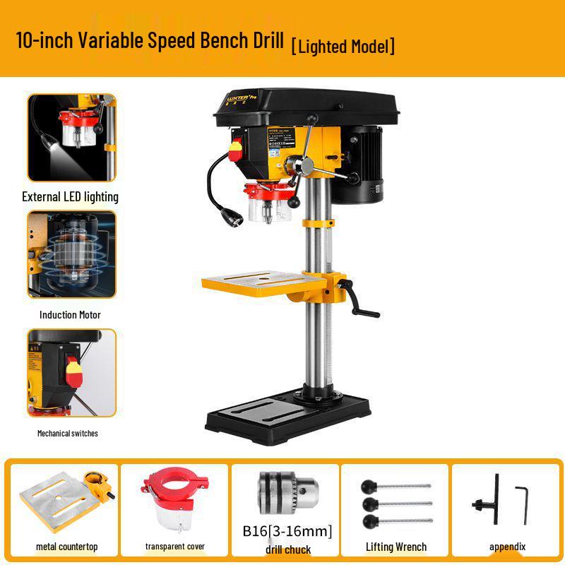 LUXTER Precision Drill: 8" Household & 10" Industrial Multi-Function Bench Machine