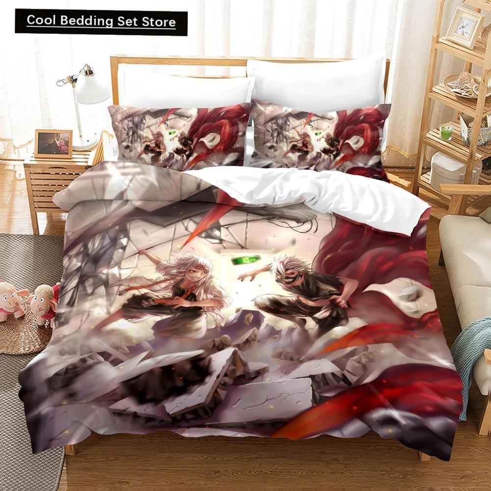 3D Printed Cartoons Tokyo Ghoul Kaneki Ken Bedding Set Duvet Cover Double Twin Full Queen King Adult Kids Bedclothes Quilt Cover
