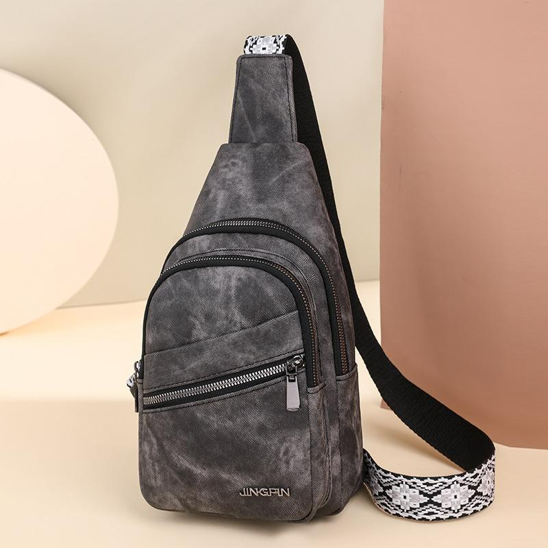 Minimalist Style Pu Leather Crossbody Bag for Women Casual Shoulder Sling Pack with Multiple Zippers Luxury Brand Chest Bag