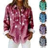Γυναικείο πουκάμισο μπλούζα με τύπωμα κουμπιού Μακρύ μανίκι Casual Basic πουκάμισο με κανονικό μπλουζάκι