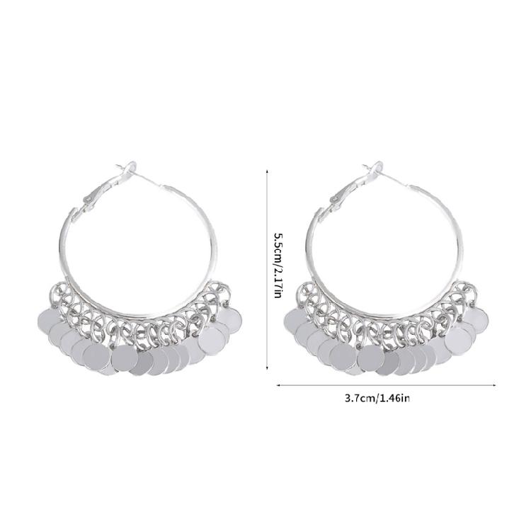 Simple Iron Mixture Round Earrings Sparkling Sequins Detailing Decoration Drop Everyday Jewelry