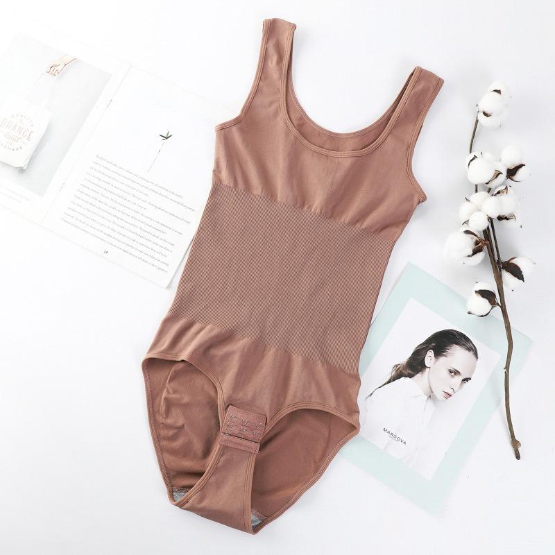 Women U Neck Sleeveless Snap Crotch Seamless Tummy Control Full Body Slim Shaping Bodysuit