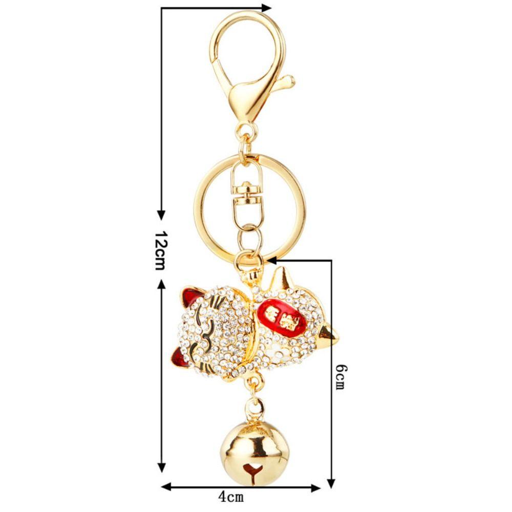 Exquisite Rhinestone Cat Keychain Shiny Women's Bag Pendant Cat Lucky Pendant  New Year Gifts