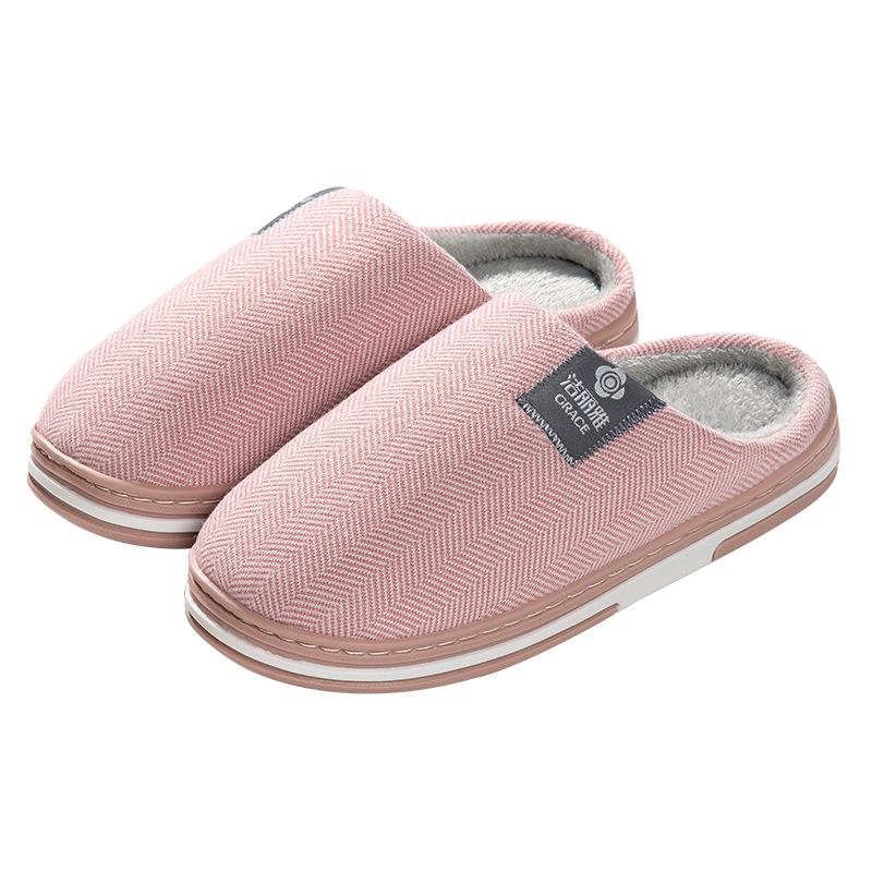 Jie Liya Women's Antibacterial Non-slip Cotton Slippers, Plus Velvet, Warm Autumn/Winter 2025