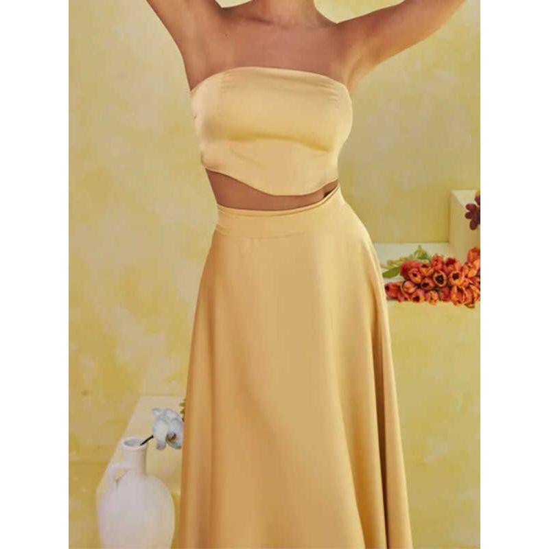 and American Foreign Trade Cross-Border Summer Tube Top Sexy Top High Waist One-Piece Skirt Formal Dress Light Luxury Formal Dress Vacation Skirt