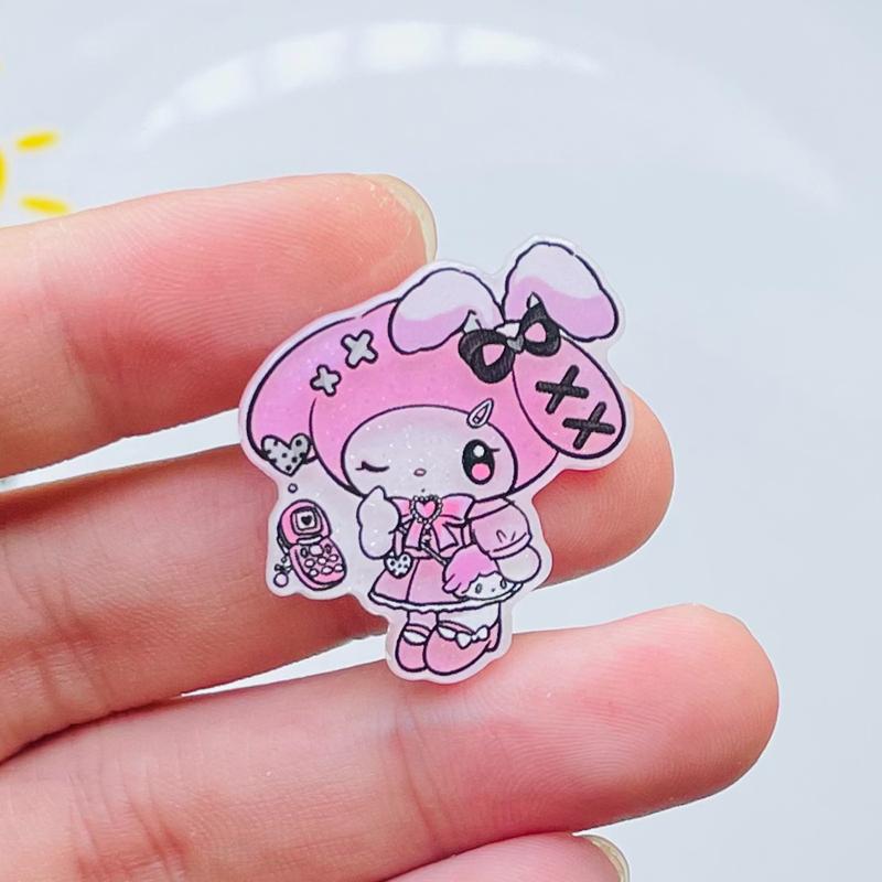 10 Pcs New Kawaii Cartoon Animal Rabbits, Puppies Series Acrylic Flat Diy Jewelry Children Gift Hairpin Accessories A89