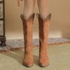 H735-1 Comfortable solid color autumn and winter suede thin fashion boots women's but knee pointed thick heel temperament women's boots new
