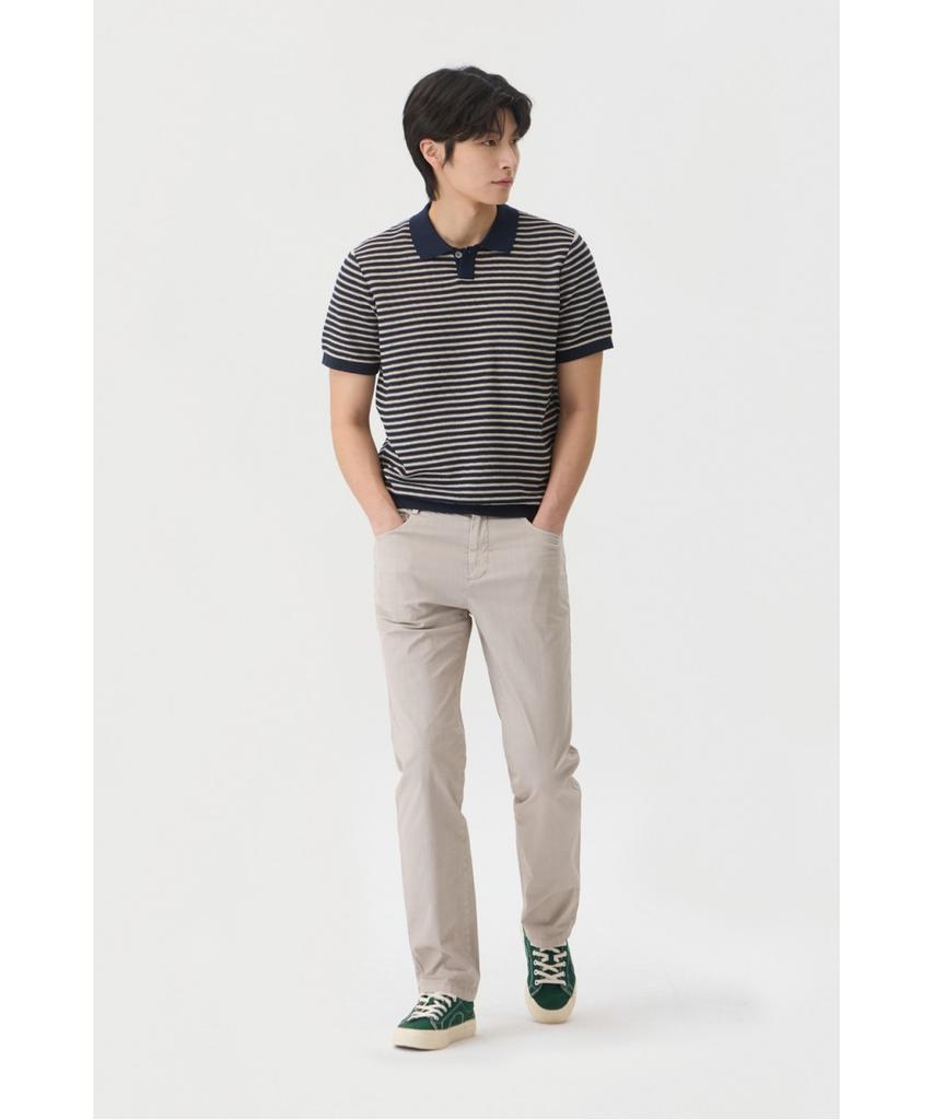 BRENTWOOD [Liberty] Washable Striped Polo Neck Sweater Brwam26512Nyx