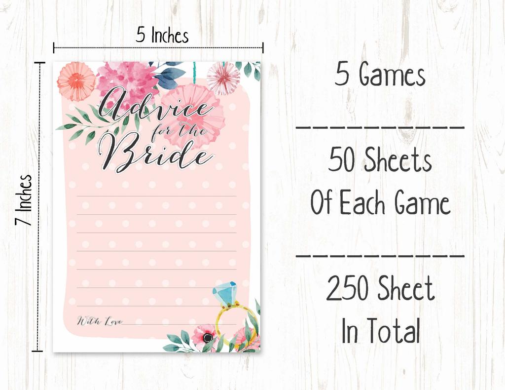 Inkdotpot Floral Theme Bachelorette Party Games Set of 5 (Activities for 50 Guests) Fun Bridal Shower Games Set Bundle