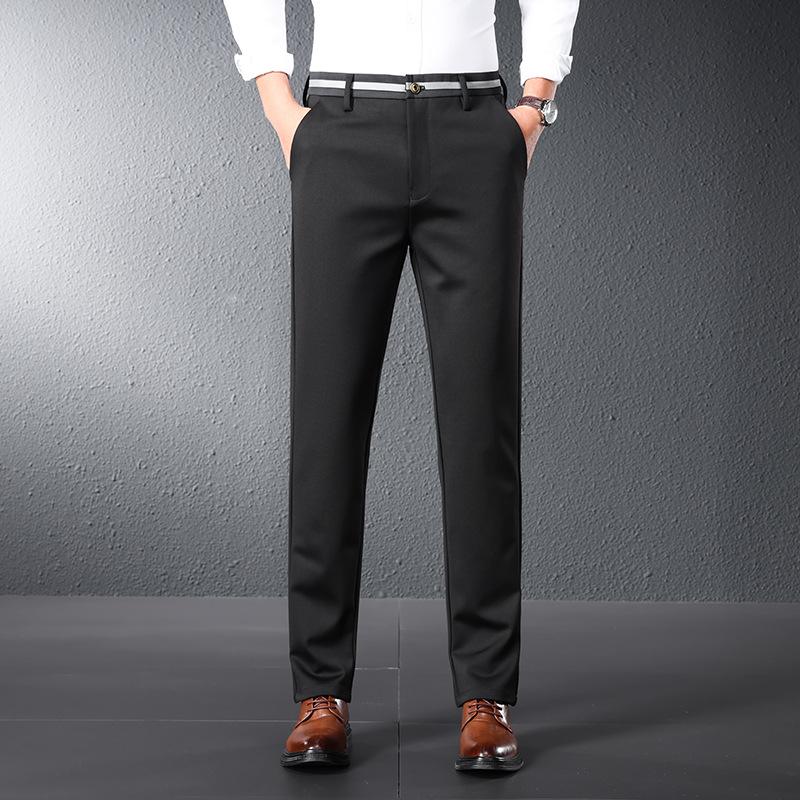 2024 Summer Thin Men'S Casual Pants Straight Leg Loose Western Pants Ice Silk Elastic Drop Business Long Pants