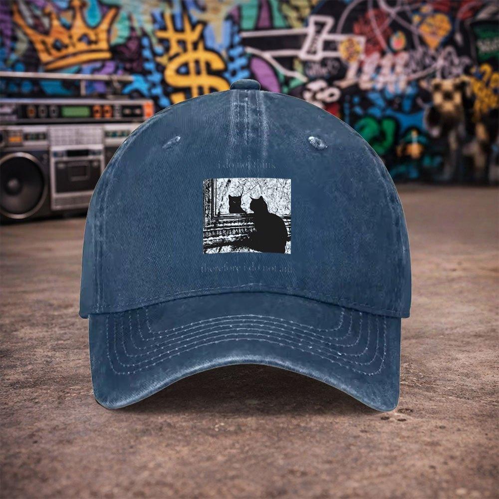 Pc Unisex Cat Reflection Vintage Washed Baseball Cap Unisexs Trendy Hat Versatile Duckbill Cap Fun Print A Unique Birthda