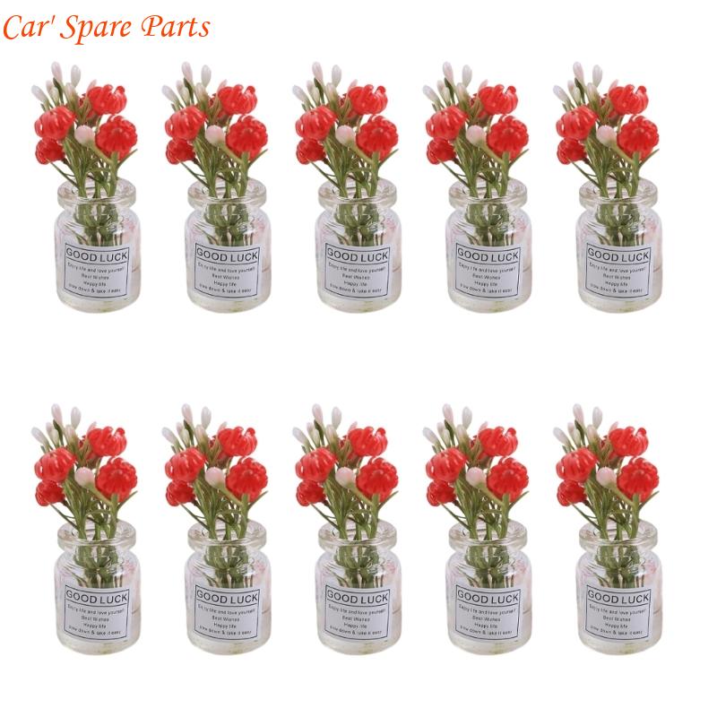 Y4UA Miniature Potted Flowers Ornament Car Dashboard Center Console Mount Greenery Decoration Glow Small Figurines Decors