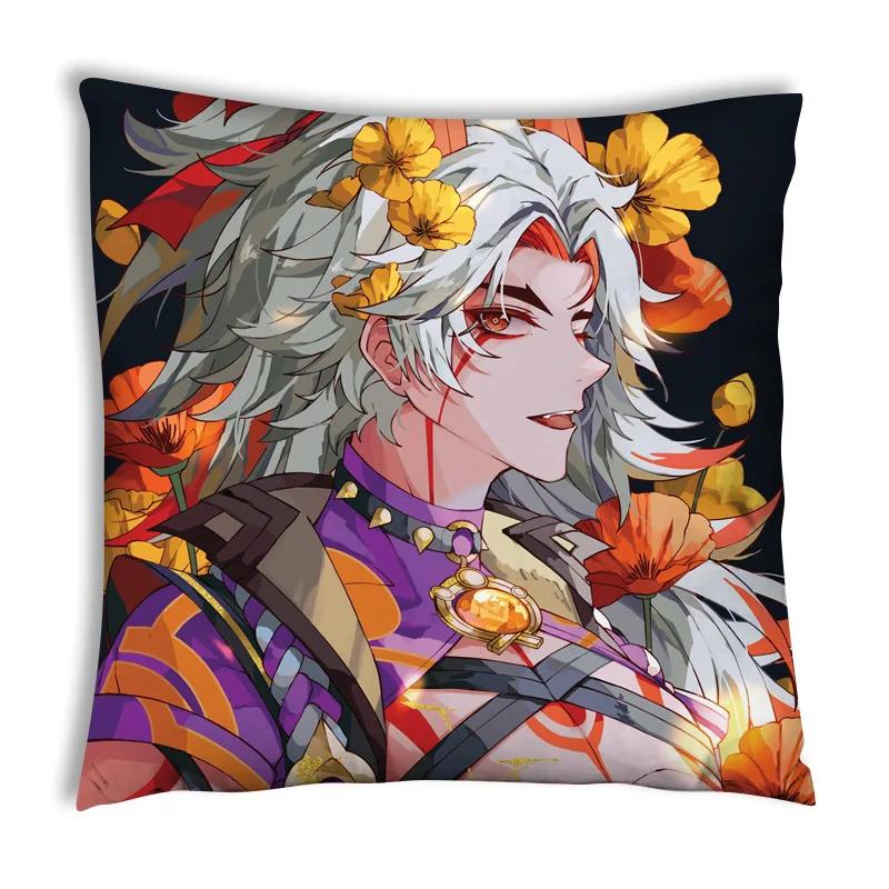 Genshin Impact Noelle Anime Pillowcase for Pillows Kawaii Aether Throw Pillow Cover Decorative Pillow for Bed Aesthetic 45x45 cm