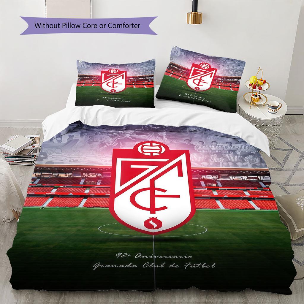 Set Copripiumino Trapuntato con Logo Granada CF Federa Decorazione per la Casa Regalo di Compleanno (1 * copripiumino + 2 * federa, senza nucleo)