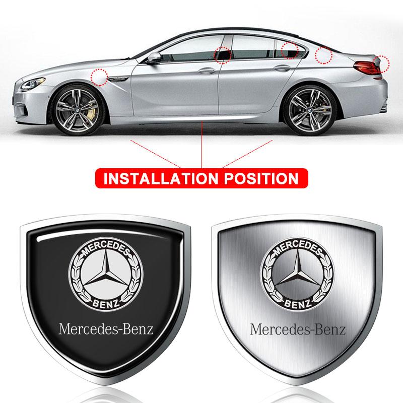 1Pcs 3D Metal Auto Door Shield Emblem Car Body Badge Sticker For Mercedes Benz W247 W212 W213 W205 AMG W177 V177 W176 GLA GLC X253 W166