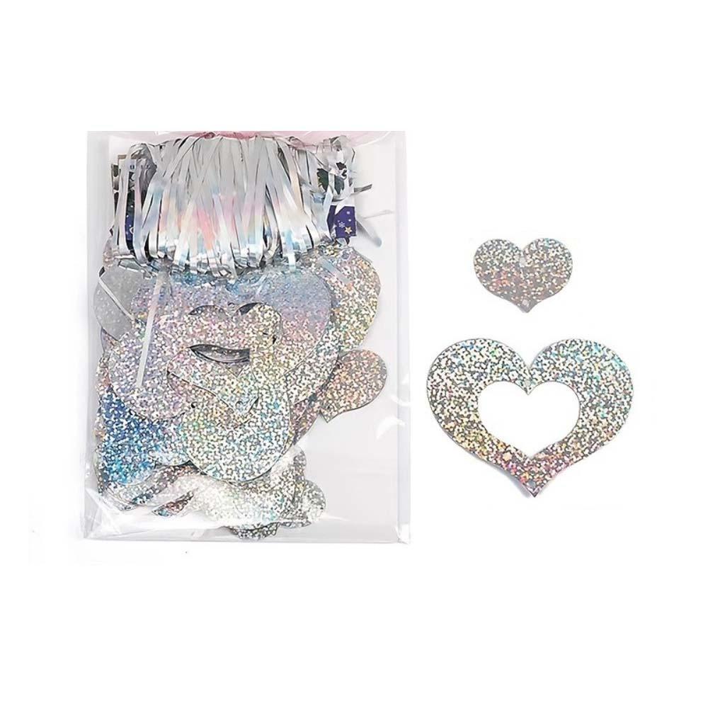 

Plastic Valentine s Day Love Pulling Laser Sequin Love Heart Hanging Curtain Couple Anniversary Silver 50Pcs