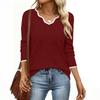 2025 A/W Women's Deep V-neck Color Block Knit Long Sleeve Pullover Sweater