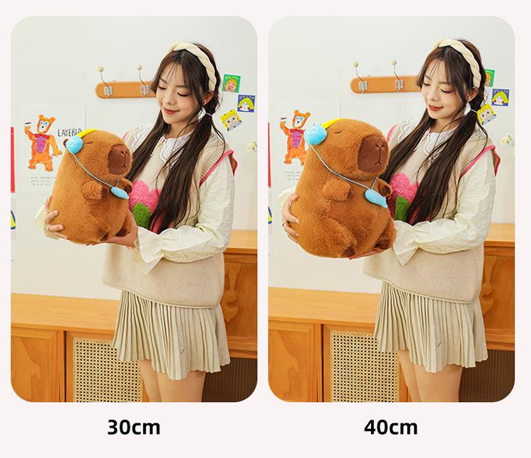 Capybara Headphones Plush Pillow: Adorable Sleeping Doll & Birthday Gift