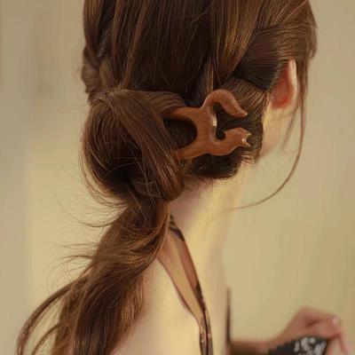 Wooden Hair Stick U-Shaped Hair Fork Cat Butterfly Chinese Style  Hairpin Headwear Girl Hair Accessories