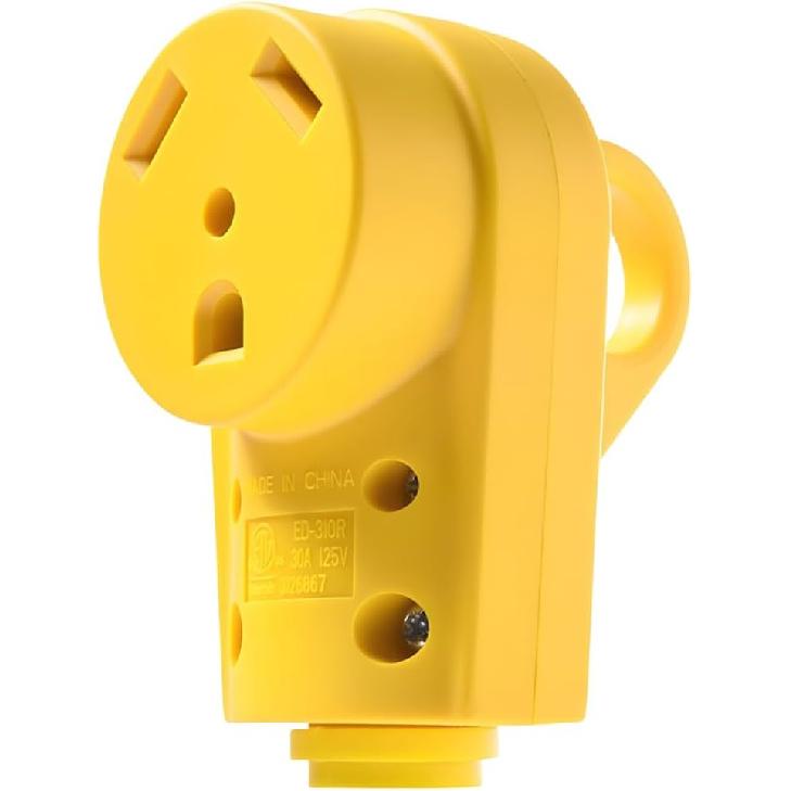 30 Amp RV Plug, 125V TT-30R Female Heavy Duty Camper Electrical Plug Adapter with Ergonomic Handle, Receptacle Motorhome Socket Replacement, Size1