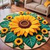 Floral Patterned Bathroom Diatomaceous Earth Absorbent Quick Sunflower Area Rug 3D Dry Plush Floor Decoration